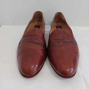 DeLaRentis París Brown leather oxford shoes men's shoes size 10.5